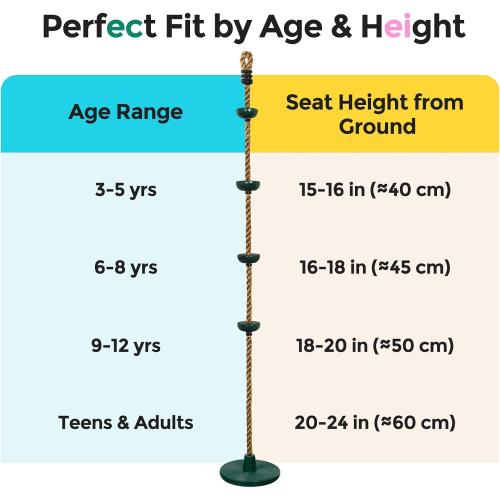 DECORLIFE Tree Swing for Kids, Adjustable Rope Swing Disc Swing for Outside with Platform Carabiners and Strap Outdoor, Playground Accessories, Green