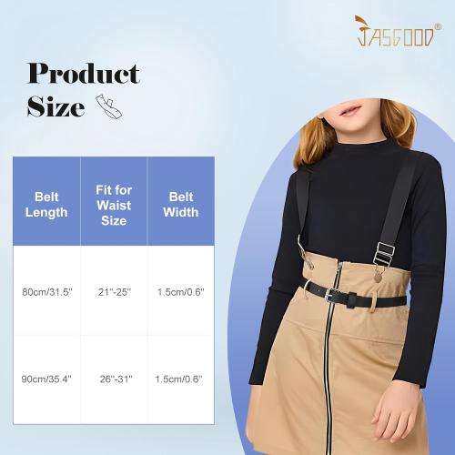 JASGOOD 4 Pack Girls Belt Kids PU Leather Waist Belt for Jeans Dress with Metal Buckle