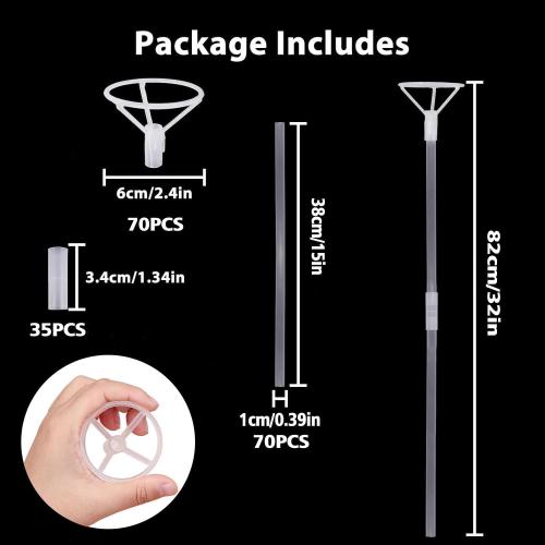 32 Sets Large Balloon Sticks with Big Cups, 15in Thickened Long Clear Bobo Balloon Holders for Anniversary Birthday Graduation Wedding Party Decorations