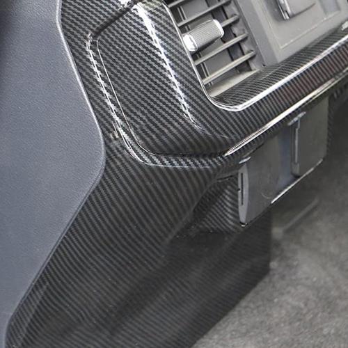 BLACK AND RED CARBON FIBER Keptrim Rear Center Console Air Conditioning Outlet Vent Panel Trim Interior Cover for Ford F150 2021 2022 2023 2024 2025, ABS Carbon Fiber, 1pc