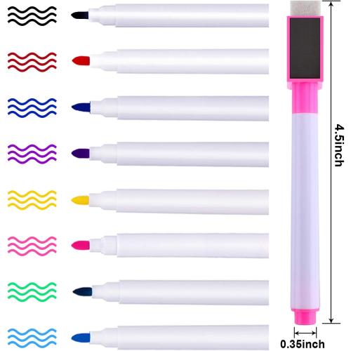 Boao Magnetic Dry Erase Marker Holder 10 Pcs Colorful Magnetic Markers Set with Eraser Whiteboard Plastic Pen Cup for Back to School Classroom Organization Spring Supplies Refrigerator(Stylish)