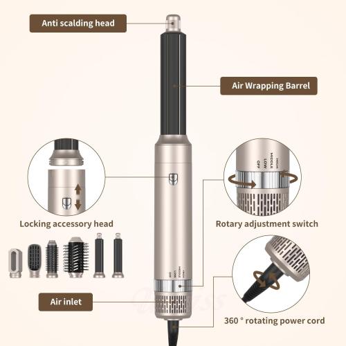 Color Gold 6 in 1 Multifunction Air Styler, Hot Air Brush, Thermal Brush Magic Styler, Hair Dryer, Straightening Brush - Hair Styling Appliances