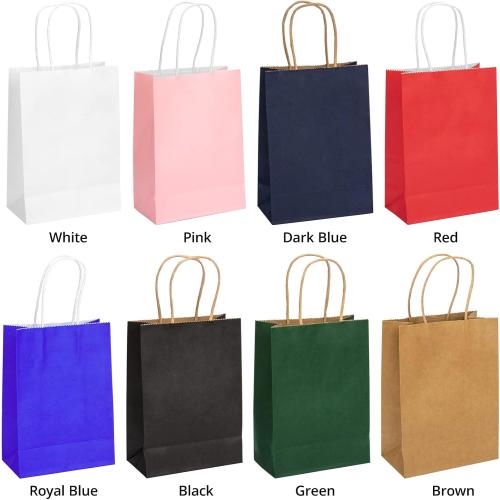 COLOR PINK ❗ ❗ HavrePac 100 Pack 5.9x3.15x8.26 inch Small Gift Bags, Kraft Black Bags with Handles Bulk for Birthday Party Favors,Gift Paper Bags,Retail Shopping Business Goody Craft Gift Bags