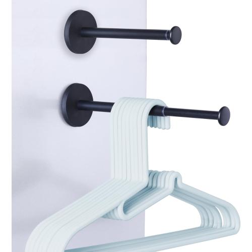 Magnetic Hanger Organizer Rack, Extendable Clothes Hanger Stacker for Washing Machine or Dryer, Space Saving Hanger Storage Holder, Keep Clothes Hangers in Hand, Black, Pack of 2