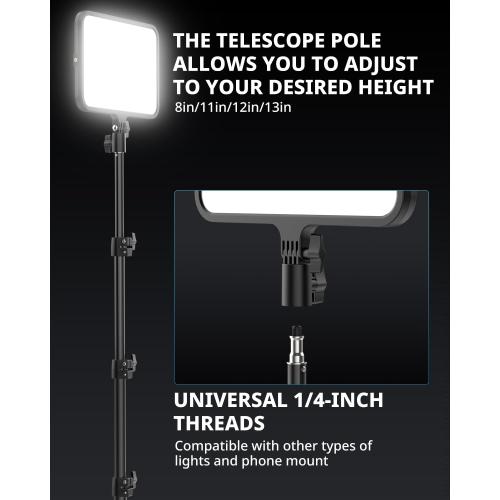 UBeesize 2 Pack LED Video Light Kit, Photography Lighting, 13 Studio Lights with 65 Tripod Stand and Phone Holders, Podcast Lighting for Video Recording,Tiktok,YouTube