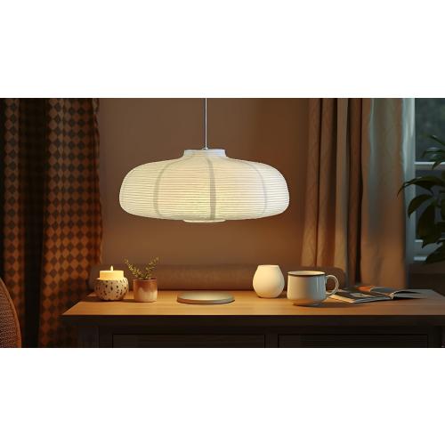 (22.05Inch) Large Paper Lantern, White Pumpkin Paper Lamp Shade, Handmade Folding Hanging Paper Lamp Shade, Suitable for Indoor Ceiling Light Decor (22.05)