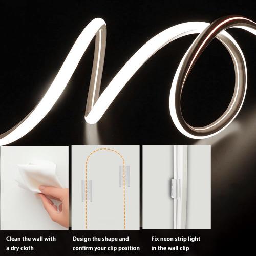 USB LED Neon Lights, White 3.28ft 5V LED Light Strip Waterproof Flexible, Dimmable LED Rope Lights for Bedroom, Cabinet, Kitchen, DIY Lighting (Power Adapter not Included)