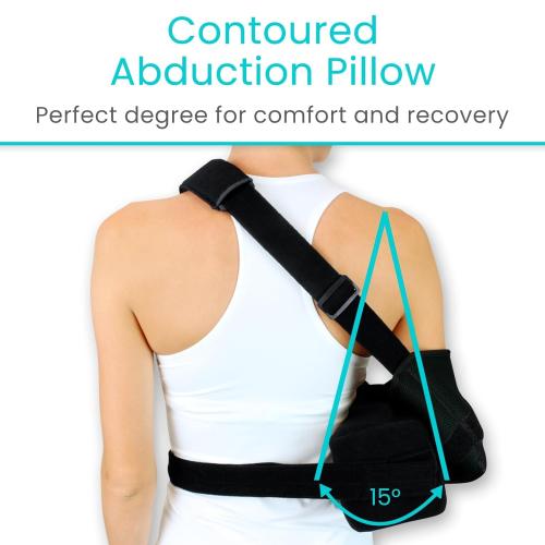 Vive Shoulder Abduction Sling - Immobilizer for Injury Support - Pain Relief Arm Pillow for Rotator Cuff, Sublexion, Surgery, Dislocated, Broken Arm - Brace Includes Pocket Strap, Stress Ball, Wedge