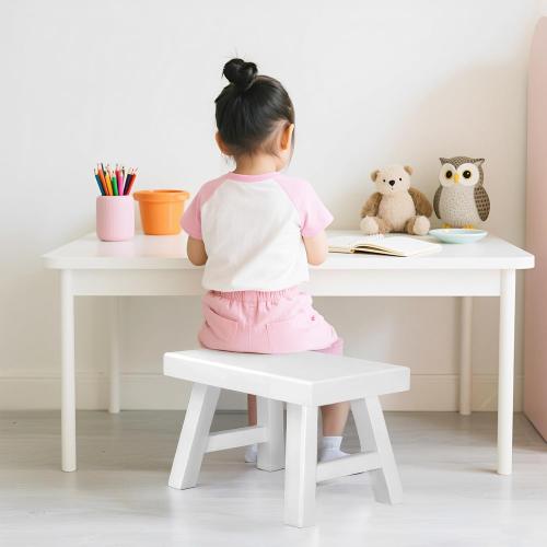 Wooden Step Stool fo Kids Handcrafted Solid Wood Stool with Chamfered Edges, 11 L x 7 H x 7.9 W - Multi-Functional Footrest, Small Step Stool with Anti-Slip Caps - Durable and Sturdy