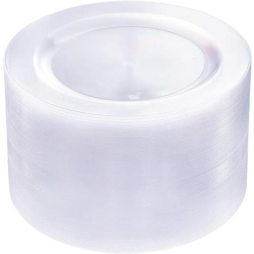 bUCLA 100Pieces Clear Plastic Plates -10.25inch Disposable Dinner Plates- Premium Weddings& Party Plates