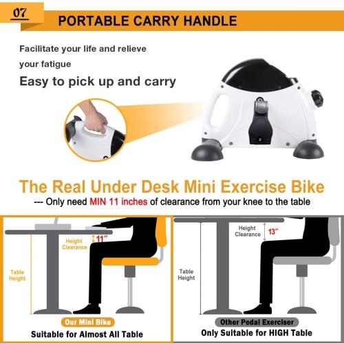 Pedal Exerciser Stationary Under Desk Mini Exercise Bike - Peddler Exerciser with LCD Display, Foot Pedal Exerciser for Seniors,Arm/Leg Exercise