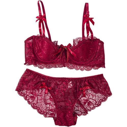 Size 38B Sexy Lingerie with Garter Belt And Stockings And Breathable Gathering Oversized Bra Set