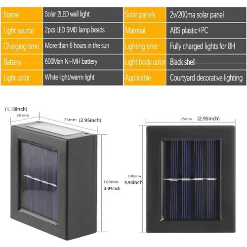 ASLIDECOR Solar Wall Lights UP Down 4 Pack,Illuminate Outdoor Sunlight Sensor Lamp IP65 Waterproof LED Modern Deck Lighting Decor for House Patio Porch