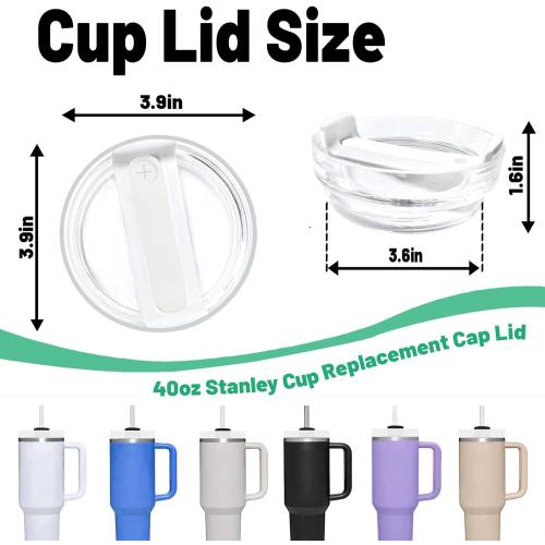40 OZ Tumbler Lid Replacement Fit for Stanley Cup, 2 Pack Clear Replacement Lids Fit for Stanley Travel Tumbler, Spill Proof Tumbler Covers for Stanley Cup Accessories (Clear - White)