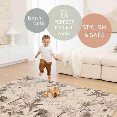 Baby Play Mat for Infants | One-Piece Reversible Foam Floor Mat | Large | Eco-Friendly | Extra Soft | Thick | Non-Toxic | Toddlers | Kids (Boho Desert/Charcoal Animal Jungle)