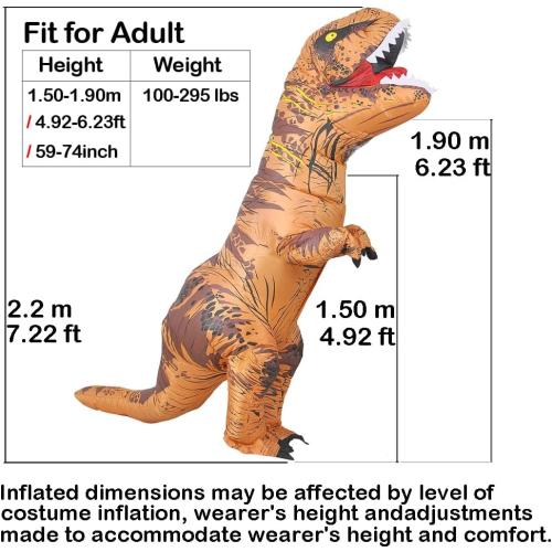Size L 1010 RHYTHMARTS Inflatable Costume Dinosaur Inflatable Costumes T-rex Costumes Fancy Dress Halloween Costume Adult Costume