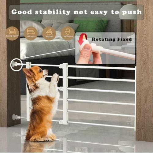 Short Dog Gate Expandable Dog Gate 22-39.37 to Step Over,Pressure Mount Small Pet Gate,Low Pet Gate-Adjustable,Puppy Gate Indoor for Doorway,Stairs (White, S(9.4''H))