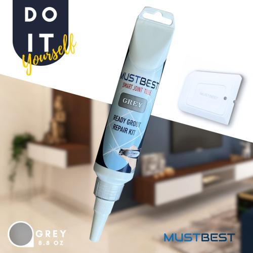 Tile Grout Repair Kit (Grey 8.8 Oz - 250 Gr), Four-Way Use, Repair, Renew, Repaint, Fill The Gaps, Fast Drying, Odorless, Waterproof And Pre-Mixed Grout Pen For Shower, Kitchen, Pool,Bathroom