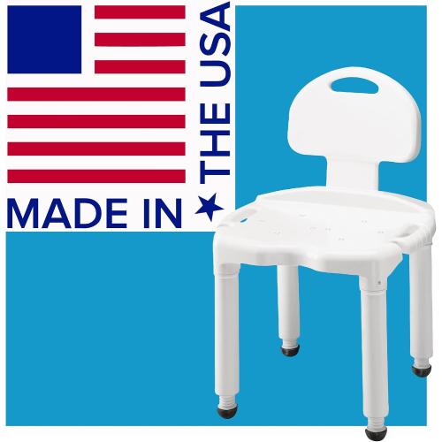 Carex Bath Seat And Shower Chair with Backrest for Seniors, Bath Chair For Elderly, Disabled, Handicap, and Injured Persons, Supports Up To 400lbs, Shower Seat For Inside Shower, Made in USA