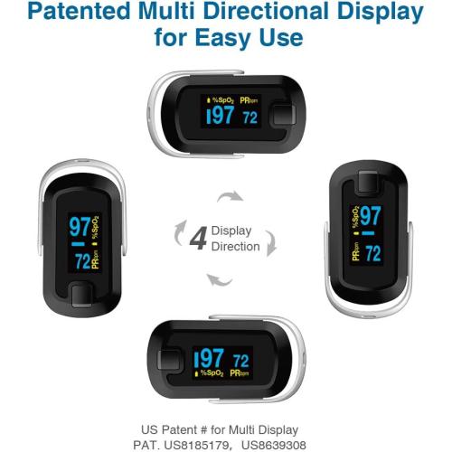 mibest OLED Finger Pulse Oximeter, O2 Meter, Dual Color White/Black