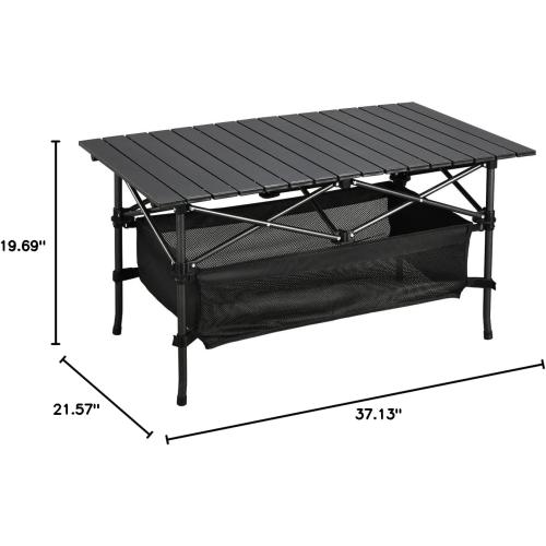 Lightweight Aluminum Folding Camping Table (47” x 21.65” x 26.7”), Portable Roll-Up Design for Outdoor, Camping, Beach, BBQ, Patio, and Picnic, Durable & Waterproof with Carrying Bag