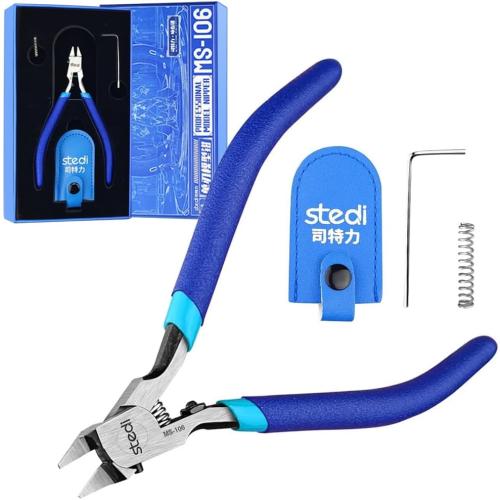 stedi 5-inch Model Nipper, with Ultra-thin Single-edge and Blade Case Plastic Model Tools for Gundam Repairing Plastic Model and Fixing, Blue