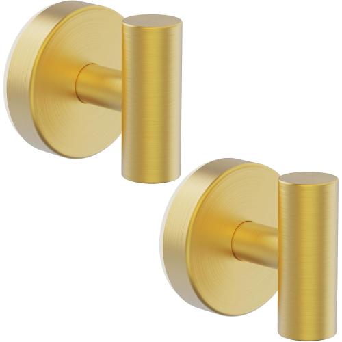Suction Cup Hooks, Shower Hooks for Inside Shower – Removable Towel Hooks for Bathroom Window Glass Mirror Tile, Bath Robe Looafh Hook for Hanging – Waterproof & Rustproof, Gold(2 Pack)