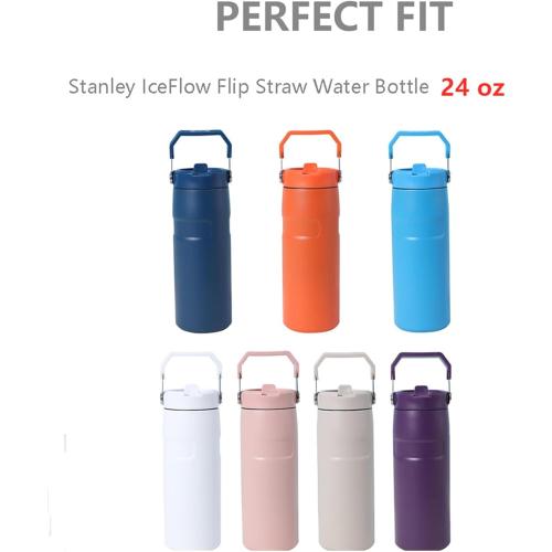 2Pack Replacement Tumbler Lid Fit for Stanley 2.0 Water Bottle 24 oz(Only) Flip Straw Lid with 2Pcs Reusable Straws,Cleaning Brush (Cream White)