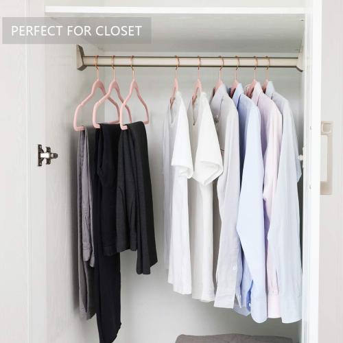 MIZGI Velvet Hangers 60 Pack Non Slip Heavy Duty Blush Pink Rose Gold Hooks