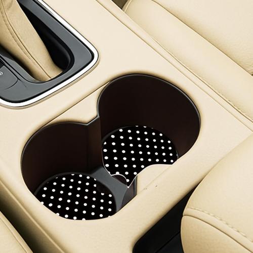 Ceramic Car Coasters – Absorbent Car Cup Holder Coaster Set for Women, Cute Aesthetic Car Accessories for Girls, 2 Pack (Jet Black)