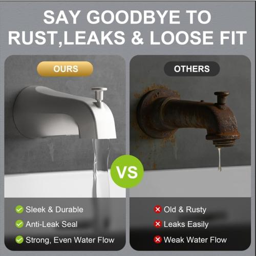 Gold Hao The Bathroom Universal Slip-On Tub Spout with Diverter - Compatible with American Standard 8888026.002 Tub Spout, 5 Bathtub Faucet, Fits 1/2 Copper Piper (5/8 Diameter) - Chrome