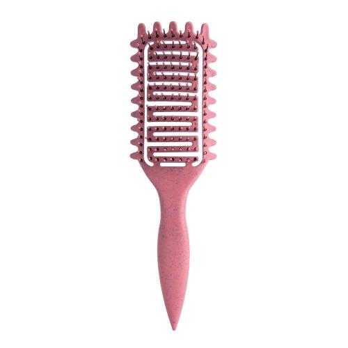 Curl Defining Brush for Curly Hair, Vented Detangling Hair Brush for Wet and Dry Styling, Curved Brush for Shaping and Smoothing Curl Clumps, Lightweight Hair Brush （Pink）