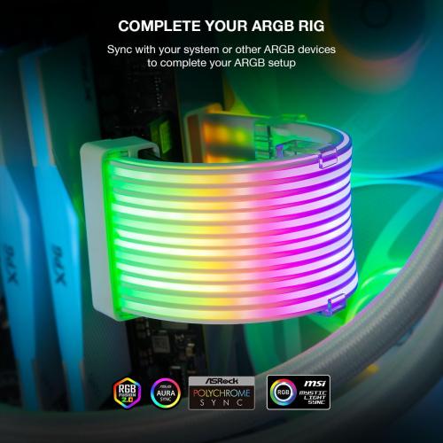 2 Pack TECWARE Flex RGB, Cable Cover Kit, Light Up LED Strip Set for PSU Extensions, 5V 3 Pin ARGB Sync, Compatible with 8-Pin or 16-Pin GPU Cable, 24-Pin Motherboard Cable, Black