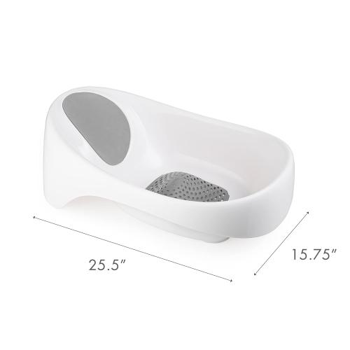 Boon Soak 3 Stage Baby Bathtub - Baby Bath Tub with Three Support Positions for Newborn to Toddlers - Color Changing Drain Plug for Ideal Bath Temperature - Gray - Ages 0 to 18 Months and Up