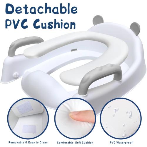 Potty Training Seat with Ladder Foldable Toilet with Splash Guard Non-Slip Potty Chair for Kids Toilet Seat with Step Stools (Gray)