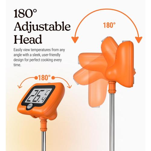 Digital Candy Thermometer with Pot Clip, Instant Read Kitchen Thermometer for Cooking, Baking, and Candy Making – 10 Stainless Steel Probe, LCD Display, Essential Baking Tool
