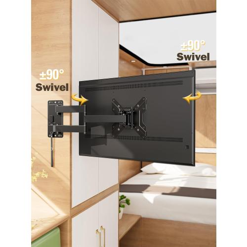 Mounting Dream UL Listed Lockable RV TV Mount for Most 17-43 inch TV, RV Mount for Camper Trailer Motor Home Boat Truck, Full Motion Unique One Step Lock RV TV Wall Mount, VESA 200mm, 44 lbs, MD2210