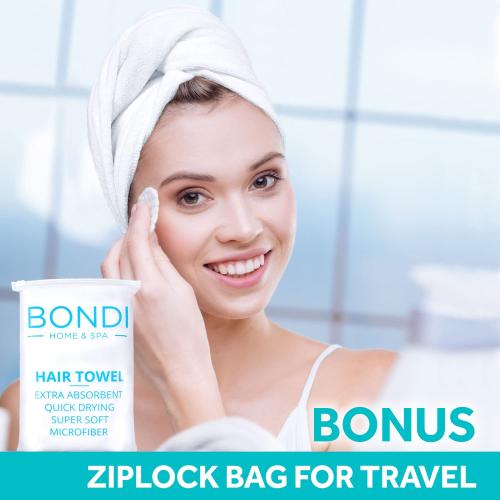 Bondi SPA Microfiber Hair Towel – Dries Hair 50% Faster – Anti-Frizz Towel for All Hair Types – Super Absorbent & Soft - XL (Rectangle)