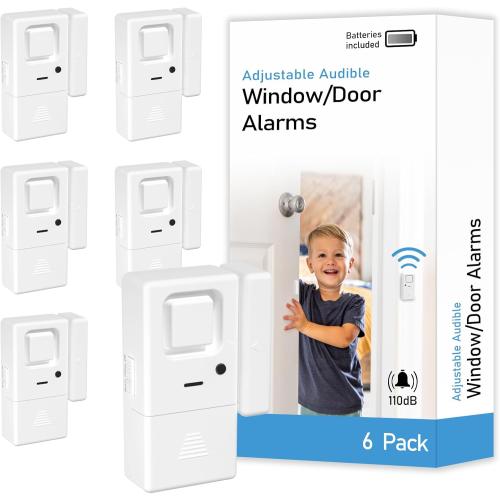 Door Window Alarms - 6 Pack - Adjustable Volume, Chime/Alarm, Wireless, Door Window Alarm Sensor for Home Security, Kids Safety, Door Open Alert Security Alarm for Home, Apartment and more, by Rosmila