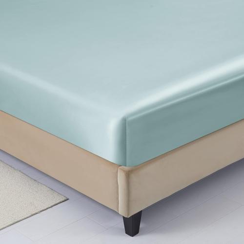 Silk Satin Bed Sheets, Full Size Sheets Set, Ultra Soft Silky Bedding Set with 18'' Extra Deep Pocket Fitted Sheet for High Mattress (Full, Aqua)
