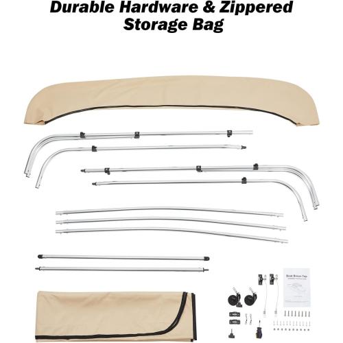 KEMIMOTO Bimini Top for Boat, Bimini Tops Cover 600D Marine Grade Canvas Boat Canopy with 6ft Length 54 in - 96 in Width 46 in Height, Includes Mounting Hardware, Straps Rear Support Poles
