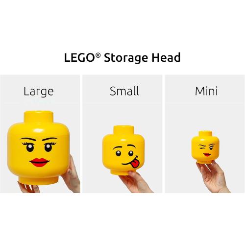 ‼️has mild stains ‼️LEGO Iconic Storage Head Large, Stackable Storage Box, 8,5 L, Yellow, Happy Boy | Storage Box with Lid |Toy Storage | Home Organization | Kids Room | Stackable Organizer