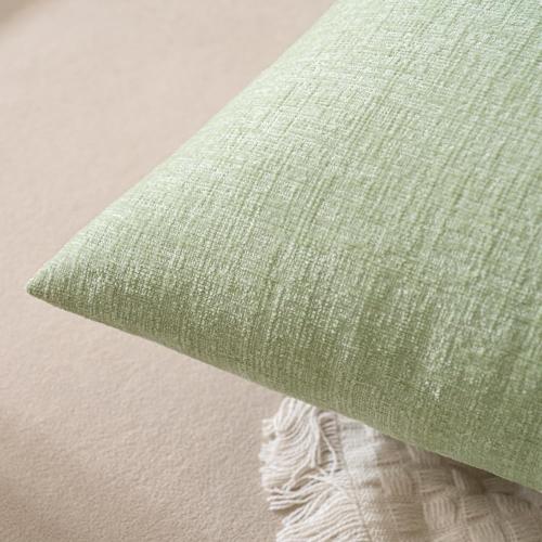 EMEMA Pillow Covers 20x20 Inch Pack of 2 Summer Couch Pillow Covers Soft Chenille Throw Decorative Modern Solid Dyed Pillowcases for Sofa Bed Light Green(Only Covers)