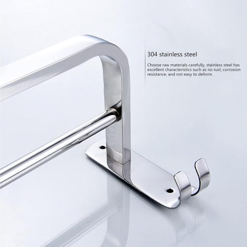 Towel Rail Double Bath Towel Rack Stainless Steel Towel Shelves with Hooks Wall Mounted Towel Holder Towel Bar for Kitchen Bathroom 30cm-70cm (Size : 70cm)