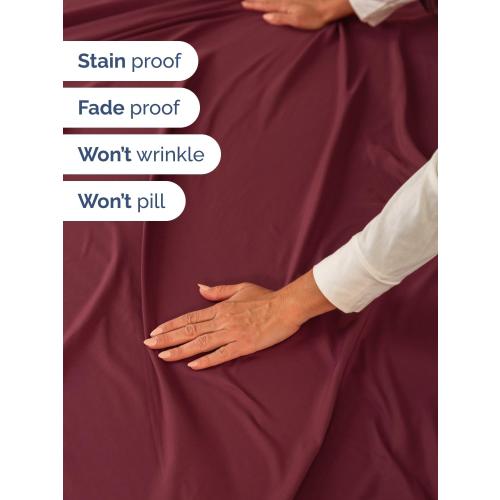 Extra Deep KING Sheet Set - 6 Piece Breathable & Cooling Sheets - Hotel Luxury Bed Sheets Set - Easy & Secure Fit - Soft, Wrinkle Free & Comfy Sheets Set - Burgundy Sheet Set with Extra Deep Pockets