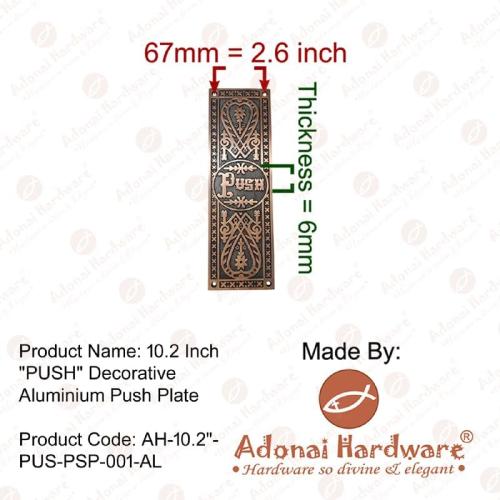 Adonai Hardware Decorative Aluminium Push Plate (10.2 Inch Push, Oil Rubbed Bronze)