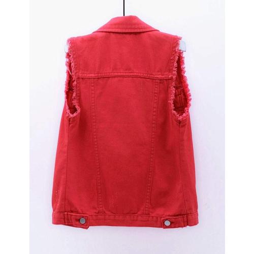 Size 3XL Current Women's Buttoned Washed Denim Jacket Sleeveless Crop Vest 6 Color