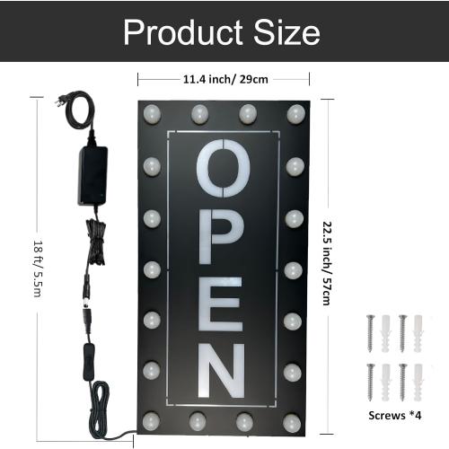Outdoor Open Signs for Business, Large Waterproof Open Sign LED, Ultra Bright Outdoor Open Signs, Colorful LED Open Sign RGB Color Changing with Power Adapter