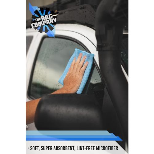 The Rag Company - Standard Waffle Weave Microfiber Towels (2-Pack) Detailing, Window, Glass and Drying, Wax & Polish, Lint-Free, Streak-Free, 370gsm, 16in x 24in, Royal Blue