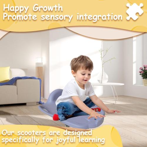 Floor Scooter Board with Elevated Handles, 5 Non-Marring Wheels Anti Roll away, 20L x 17W, Easy Connection, Kids Sports Activities